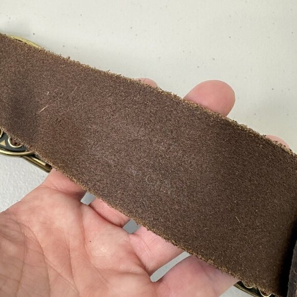 Steve‎ Madden Belt Brown Suede Leather Brass Buckle Rhinestone Size M - Picture 8 of 15